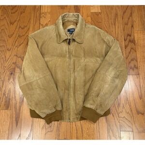 Vintage Soft Leather Bomber Jacket Lt Brown Full Zip Grunge 90s